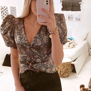 Puff sleeve vintage corset top